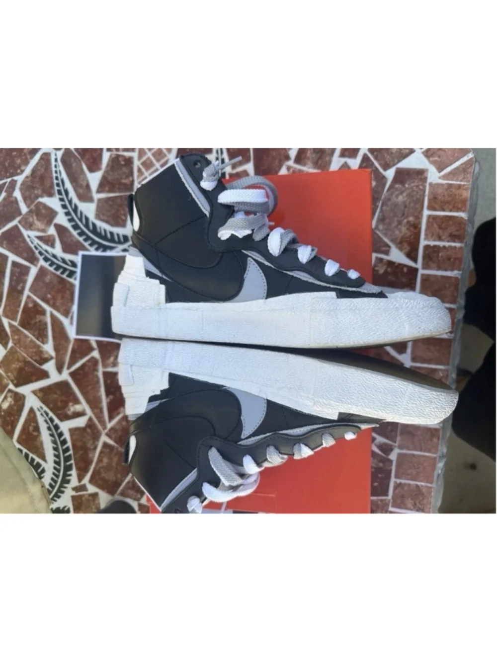 Men's Nike Blazer Mid Sacai Black Grey Size 8 Sneakers